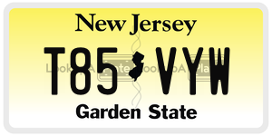 T85VYW license plate in New Jersey