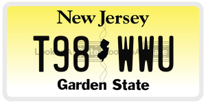 T98WWU  license plate in NJ