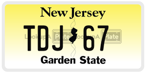 TDJ67 license plate in New Jersey
