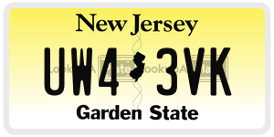 UW43VK  license plate in NJ
