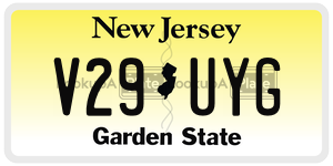 V29UYG license plate in New Jersey