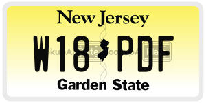 W18PDF license plate in New Jersey