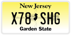 X78SHG license plate in New Jersey