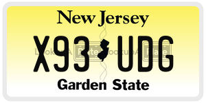 X93UDG license plate in New Jersey