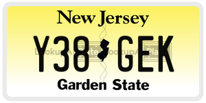 Y38GEK  license plate in NJ