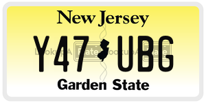 Y47UBG  license plate in NJ