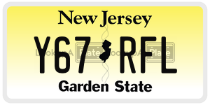 Y67RFL license plate in New Jersey