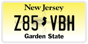 Z85VBH license plate in New Jersey