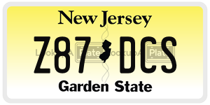 Z87DCS license plate in New Jersey