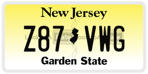 Z87VWG  license plate in NJ