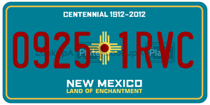 09251RVC  license plate in NM