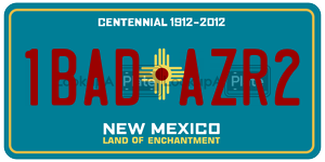 1BADAZR2  license plate in NM