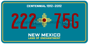 22275G license plate in New Mexico