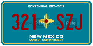 321SZJ  license plate in NM