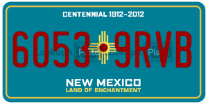 60539RVB  license plate in NM