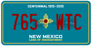 765WTC license plate in New Mexico