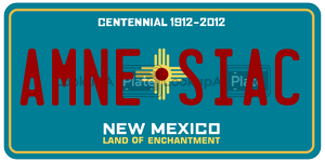 AMNESIAC  license plate in NM