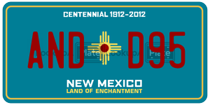 ANDD95 license plate in New Mexico