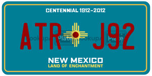 ATRJ92 license plate in New Mexico