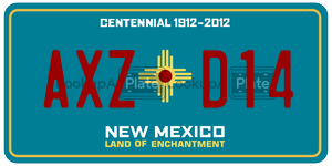 AXZD14 license plate in New Mexico