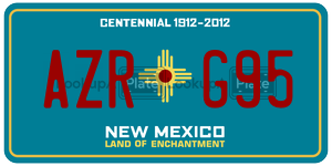 AZRG95 license plate in New Mexico