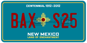 BAXS25 license plate in New Mexico
