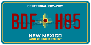 BDFH85 license plate in New Mexico