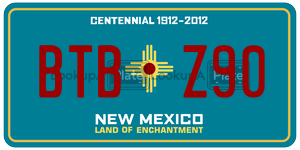 BTBZ90 license plate in New Mexico