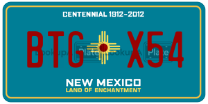 BTGX54 license plate in New Mexico