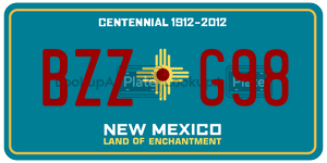 BZZG98  license plate in NM