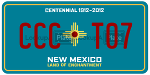 CCCT07 license plate in New Mexico