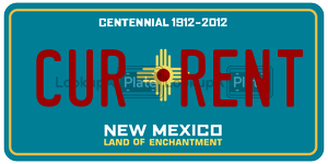 CURRENT  license plate in NM