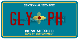 GLYPH  license plate in NM