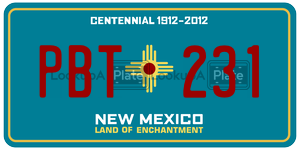 PBT231 license plate in New Mexico