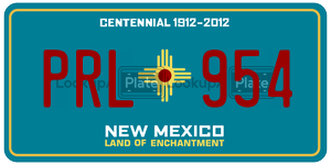 PRL954 license plate in New Mexico
