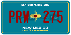 PRW275 license plate in New Mexico