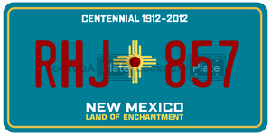 RHJ857  license plate in NM