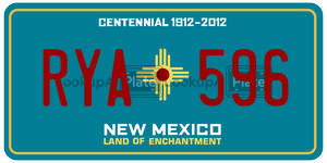 RYA596 license plate in New Mexico