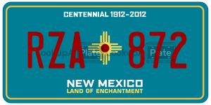 RZA872  license plate in NM