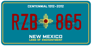 RZB865  license plate in NM
