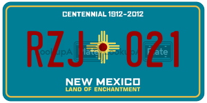 RZJ021  license plate in NM