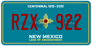 RZX922 license plate in New Mexico