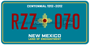RZZ070  license plate in NM