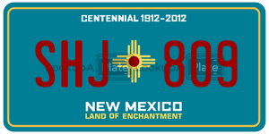 SHJ809  license plate in NM