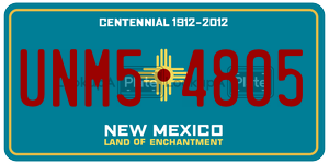 UNM54805  license plate in NM