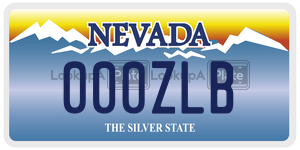 000ZLB license plate in Nevada