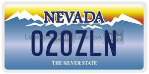 020ZLN  license plate in NV