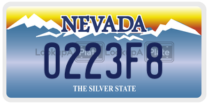 0223F8  license plate in NV