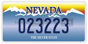023223 license plate in Nevada
