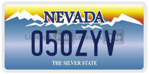 050ZYV license plate in Nevada